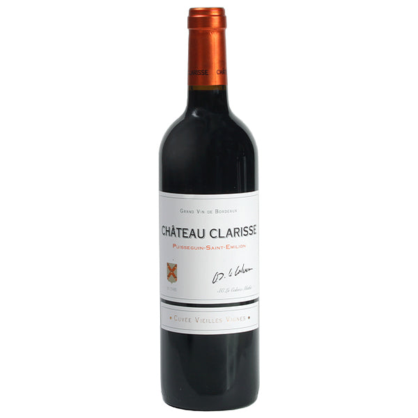 Chateau Clarisse Clarisse Cuvee Vieilles Vignes Red Wine bottle with white label and orange topper